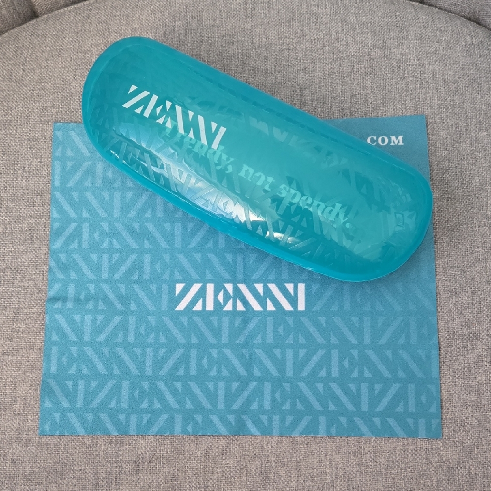 Zenni Blue Glasses Case & Cleaning Cloth Combo, NWT